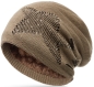 Preview: Mütze Long Beanie Slouch Unisex mit Stern gefüttert mit Teddyfleece