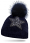 Preview: Mädchen Strickmütze Glitzer mit Strass und Bommel
