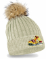 Preview: Bagger Strickmütze mit Bommel Kinder Beanie Gelber Bagger