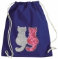Preview: Kinder Turnbeutel Wendepailletten Katzen Sportbeutel Sportsack Turnsack Gymbag Gymsack Blau