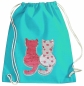 Preview: Kinder Turnbeutel Wendepailletten Katzen Sportbeutel Sportsack Turnsack Gymbag Gymsack Türkis