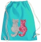 Preview: Kinder Turnbeutel Wendepailletten Katzen Sportbeutel Sportsack Turnsack Gymbag Gymsack Türkis