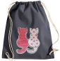 Preview: Kinder Turnbeutel Wendepailletten Katzen Sportbeutel Sportsack Turnsack Gymbag Gymsack Grau