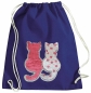 Preview: Kinder Turnbeutel Wendepailletten Katzen Sportbeutel Sportsack Turnsack Gymbag Gymsack Blau