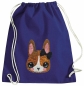 Preview: Kinder Turnbeutel Wendepailletten Hase - Kaninchen Sportbeutel Hasen Turnsack - Blau