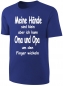 Preview: Kinder Sprüche T-Shirt Meine Hände sind klein aber ich kann Oma und Opa um den Finger wickeln - Blau