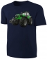 Preview: Traktor Kinder T-Shirt Grüner Traktor Graue Felgen Shirt Blau