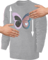 Preview: Kinder Schmetterling Wendepailletten Sweatshirt - Glitzer Falter Tagfalter Streichel Pullover Pulli Hoodie - Grau