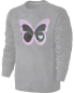 Preview: Kinder Schmetterling Wendepailletten Sweatshirt - Glitzer Falter Tagfalter Streichel Pullover Pulli Hoodie - Grau