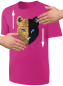 Preview: Kinder Schwarzer Panther Wendepailletten T-Shirt - Leopard Jaguar Streichel-Shirt - Pink