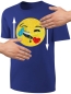 Preview: Kinder T-Shirt Wende Pailletten Emoticon  Kussmund Streichel Shirt Blau