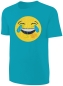 Preview: Kinder Wendepailletten T-Shirt Emoticon mit Kussmund / Lachtränen - Lachgesicht Streichel Shirt - Türkis