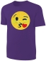 Preview: Kinder Wendepailletten T-Shirt Emoticon mit Kussmund / Lachtränen - Lachgesicht Mädchen Streichel Shirt - Lila