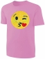 Preview: Kinder Wendepailletten T-Shirt Emoticon mit Kussmund / Lachtränen - Lachgesicht Mädchen Streichel Shirt - Rosa