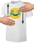 Preview: Kinder Wendepailletten T-Shirt Emoticon mit Kussmund / Lachtränen - Lachgesicht Streichel Shirt - Weiß