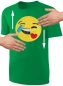Preview: Kinder Wendepailletten T-Shirt - Emotion Smile Kussmund Lachtränen Lachgesicht Streichel-Shirt - Grün