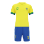 Preview: Brasilien Kinder Trikot Set - Fußball WM EM Fan Zweiteiler - Gelb Blau