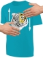 Preview: Kinder Wendepailletten T-Shirt Tiger - Streichel Shirt Jungen Jungs - Türkis