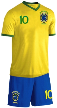 Brasilien Kinder Sport Trikot Set Fußball WM EM Fan Zweiteiler Gelb Blau