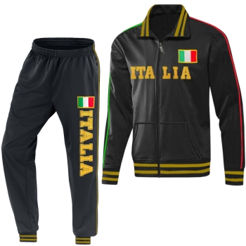 Italien Kinder Sport Trainingsanzug Fußball WM EM Fan Jogging Zweiteiler Schwarz