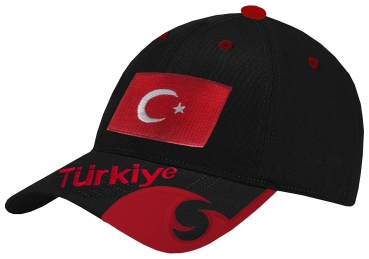 Preview: Türkei Schildmütze Fußball Fan Snapback Basecap Weiss Schwarz Rot