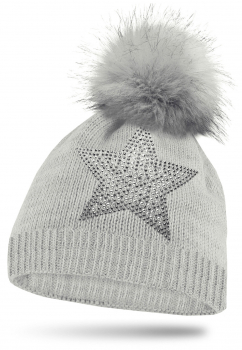 Mädchen Strickmütze Glitzer mit Strass und Bommel