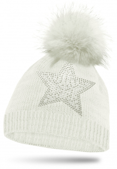 Mädchen Strickmütze Glitzer mit Strass und Bommel