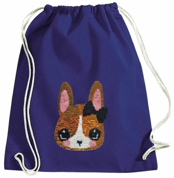 Kinder Turnbeutel Wendepailletten Hase - Kaninchen Sportbeutel Hasen Turnsack - Blau