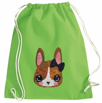 Kinder Turnbeutel Wendepailletten Hase - Kaninchen Sportbeutel Hasen Turnsack - Grün