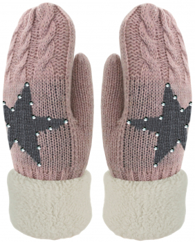 Kinder Handschuhe Fäustlinge mit Stern und Glitzer Strick Handschuhe gefüttert
