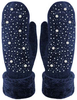 Handschuhe Fäustlinge mit Perlen und Glitzer Strick Handschuhe gefüttert