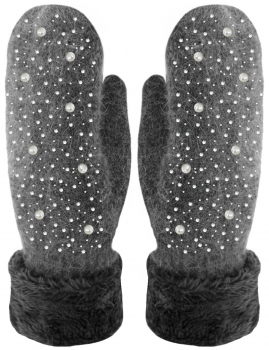Handschuhe Fäustlinge mit Perlen und Glitzer Strick Handschuhe gefüttert