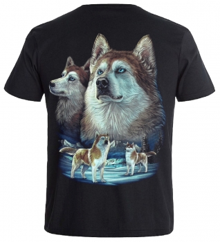 T-Shirt Husky Siberian Wölfe Wolfsrudel Shirt