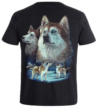 T-Shirt Husky Siberean Wölfe Wolfsrudel Shirt