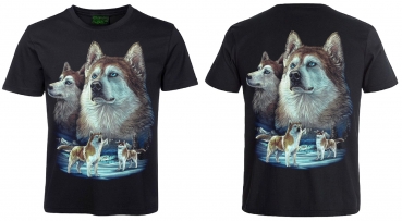 T-Shirt Husky Siberian Wölfe Wolfsrudel Shirt