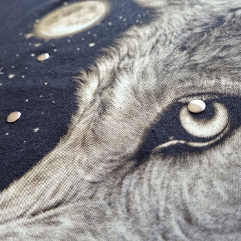 T-Shirt Wolf im Vollmond - Damen Herren Heulende Wölfe Shirt - Schwarz
