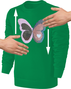 Kinder Schmetterling Wendepailletten Sweatshirt - Glitzer Falter Tagfalter Streichel Pullover Pulli Hoodie - Grün