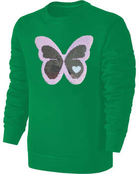 Kinder Schmetterling Wendepailletten Sweatshirt - Glitzer Falter Tagfalter Streichel Pullover Pulli Hoodie - Grün