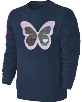 Kinder Schmetterling Wendepailletten Sweatshirt - Glitzer Falter Tagfalter Streichel Pullover Pulli Hoodie - Blau