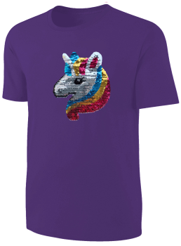 Mädchen Wendepailletten T-Shirt Einhorn - Kinder Streichel-Shirt - Lila