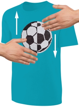 Kinder Fußball Wendepailletten T-Shirt - EM WM Jungen Jungs Streichel Shirt - Türkis