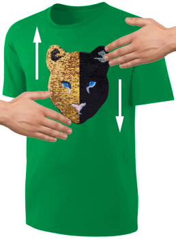 Kinder Schwarzer Panther Wendepailletten T-Shirt - Leopard Jaguar Streichel-Shirt - Grün