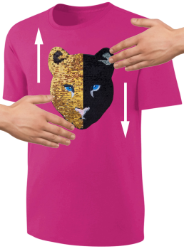 Kinder Schwarzer Panther Wendepailletten T-Shirt - Leopard Jaguar Streichel-Shirt - Pink