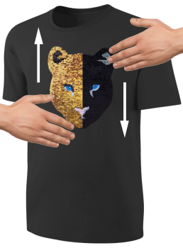 Kinder Schwarzer Panther Wendepailletten T-Shirt - Leopard Jaguar Streichel-Shirt - Schwarz