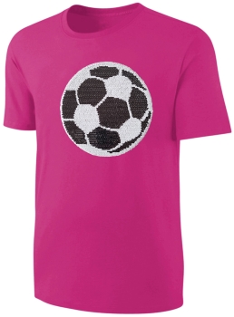 Kinder Fußball Wendepailletten T-Shirt - EM WM Mädchen Streichel Shirt - Pink
