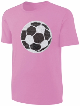 Kinder Fußball Wendepailletten T-Shirt - EM WM Mädchen Streichel Shirt - Rosa