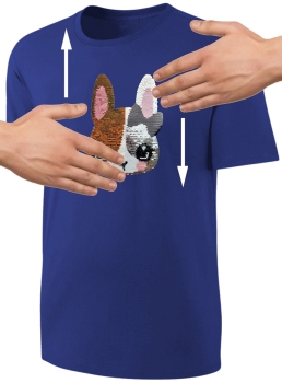 Kinder Hase Wendepailletten T-Shirt - Kaninchen Hasen Streichel-Shirt - Blau