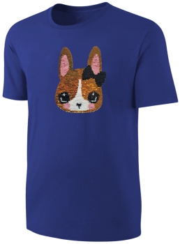 Kinder Hase Wendepailletten T-Shirt - Kaninchen Hasen Streichel-Shirt - Blau