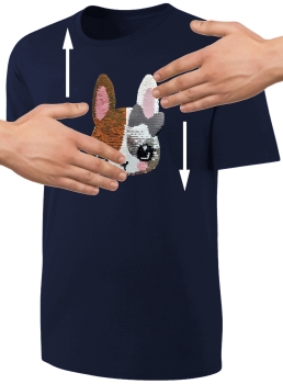 Preview: Kinder Hase Wendepailletten T-Shirt - Kaninchen Hasen Streichel-Shirt - Dunkelblau