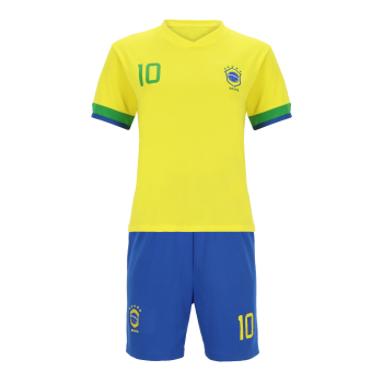 Brasilien Kinder Trikot Set - Fußball WM EM Fan Zweiteiler - Gelb Blau